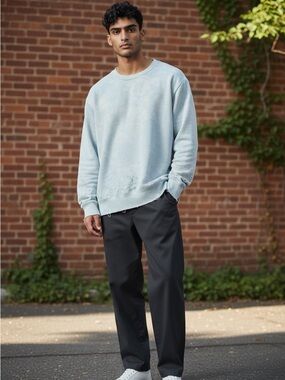 Cotton Citizen Light Blue Distressed Crewneck Sweatshirt